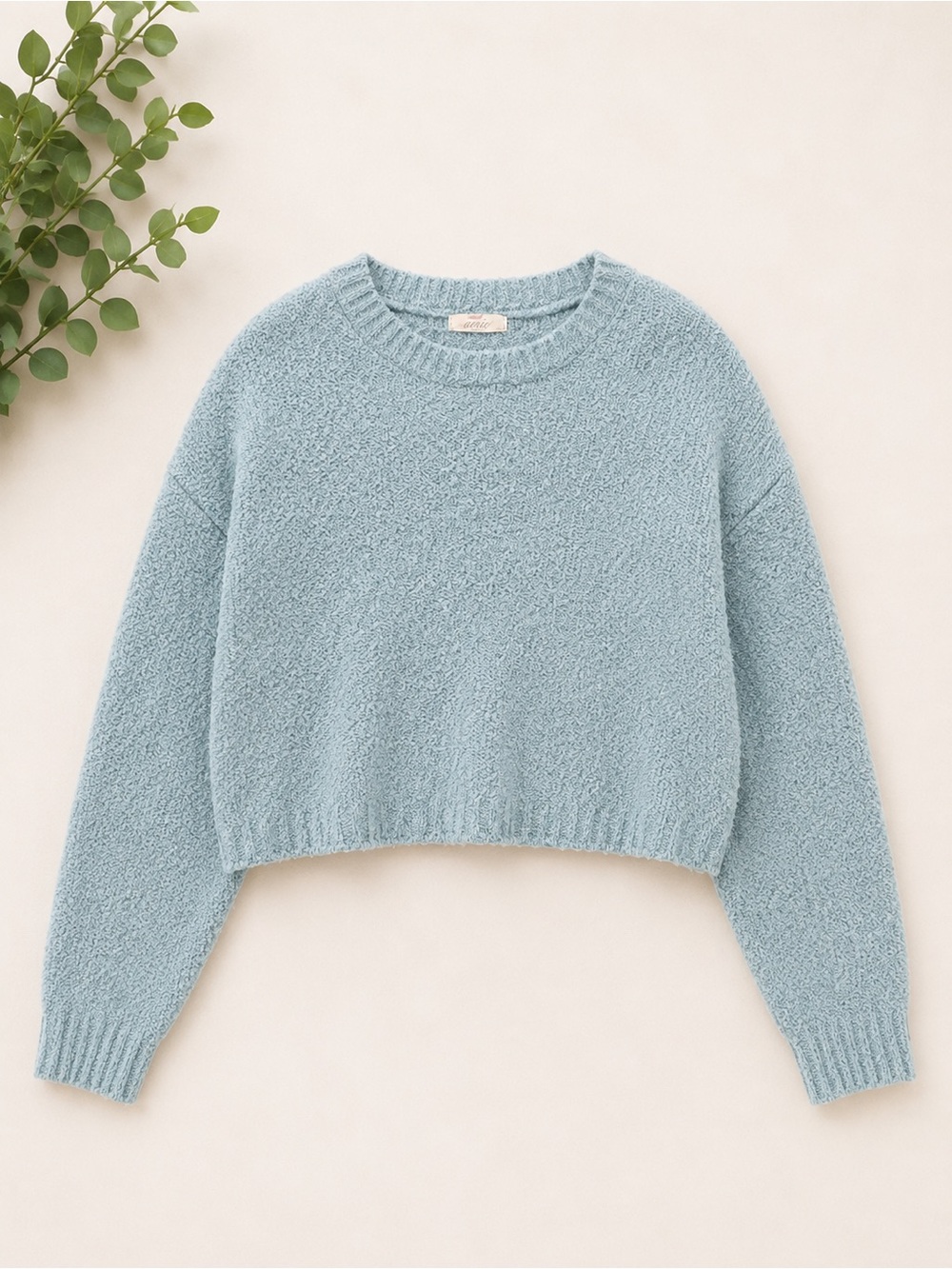 Hippie Rose Light Blue Cropped Crewneck Sweater